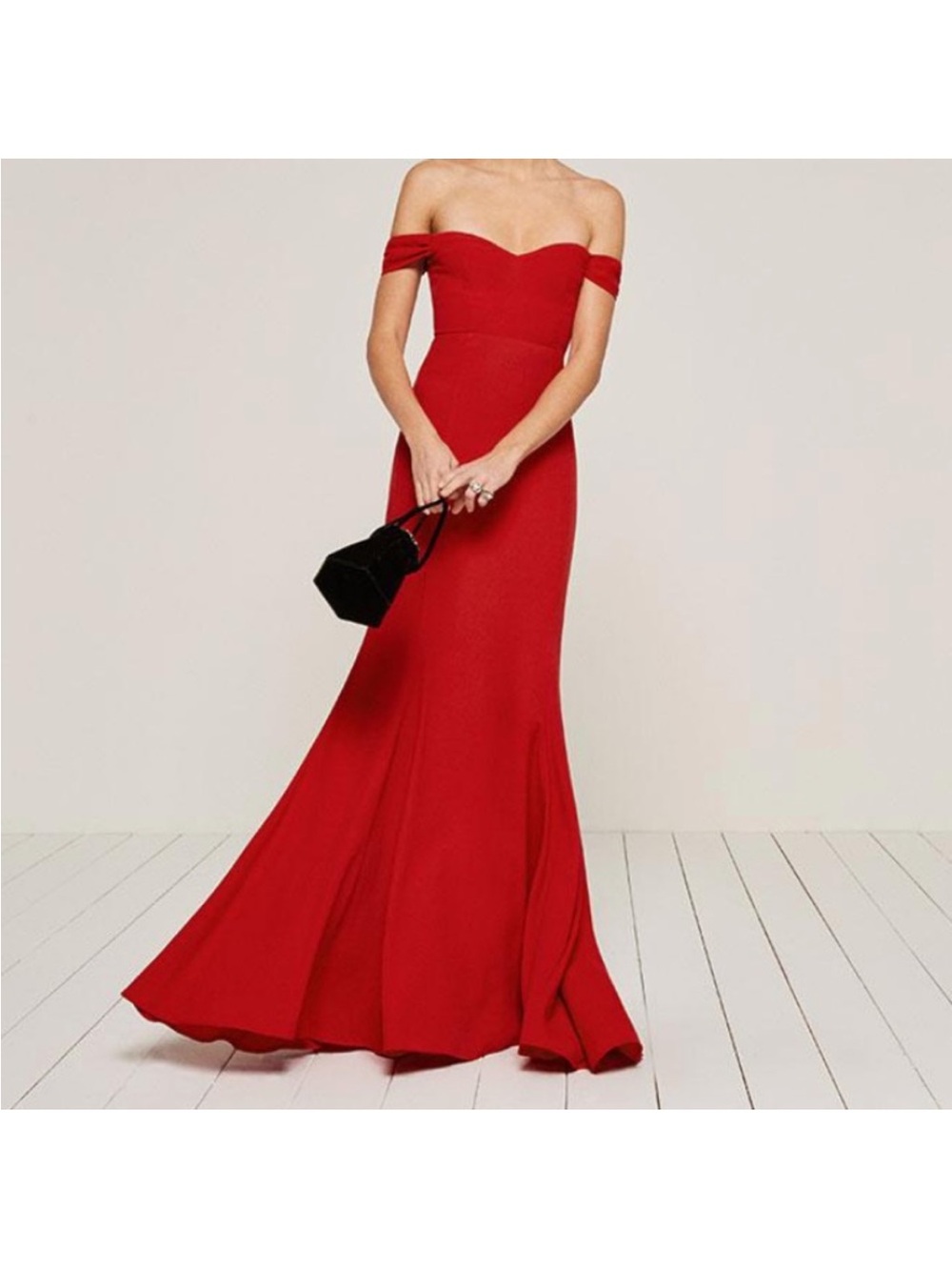 Brand new with tags Reformation red off-the-shoulder gown / maxi dress in Size 4